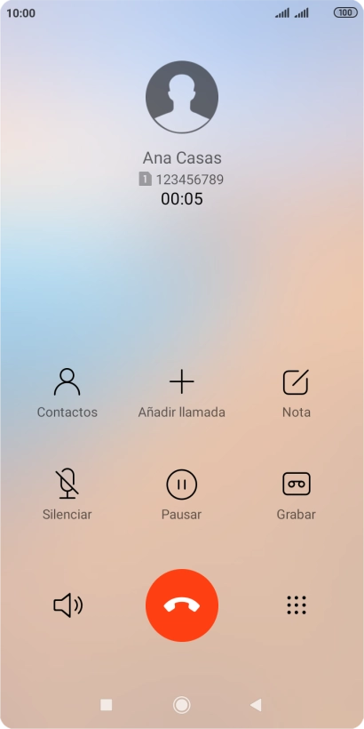 Pulsa el icono de finalizar llamada.