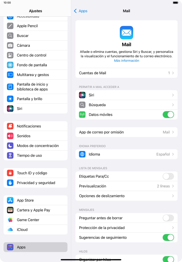 Pulsa Cuentas de Mail.