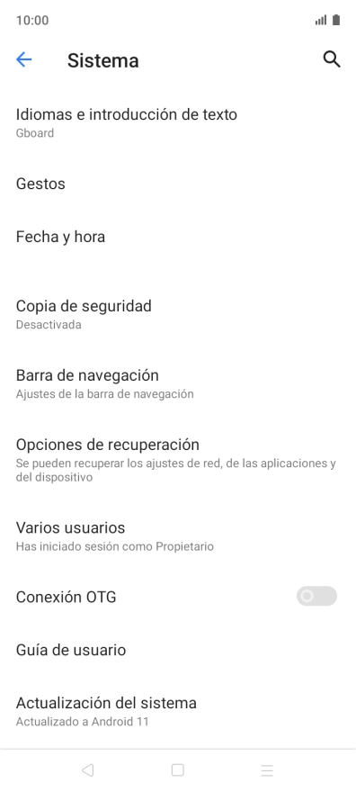 Pulsa Actualización del sistema.
