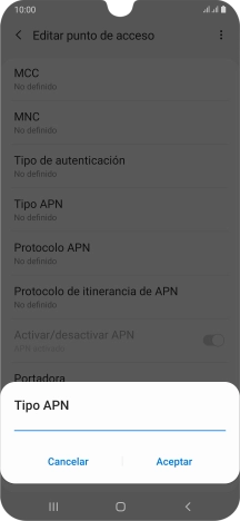 Introduce default y pulsa Aceptar.