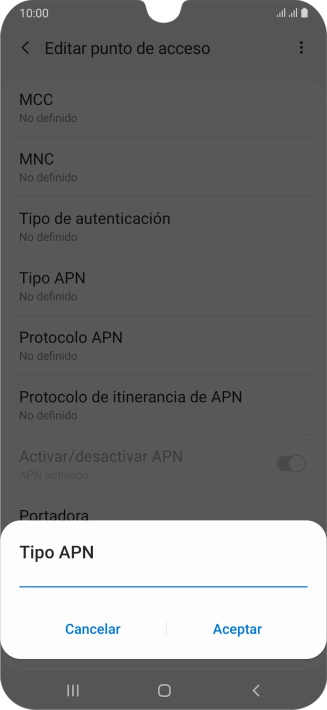 Introduce default y pulsa Aceptar.