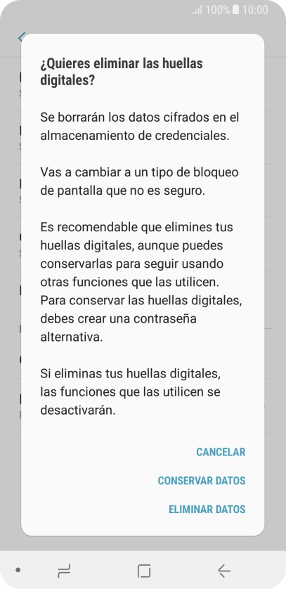 Pulsa ELIMINAR DATOS.