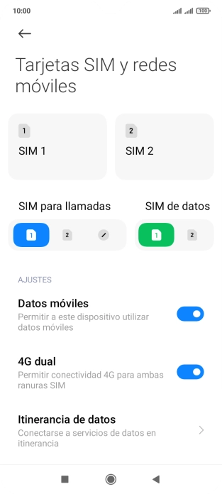 Pulsa la tarjeta SIM deseada.