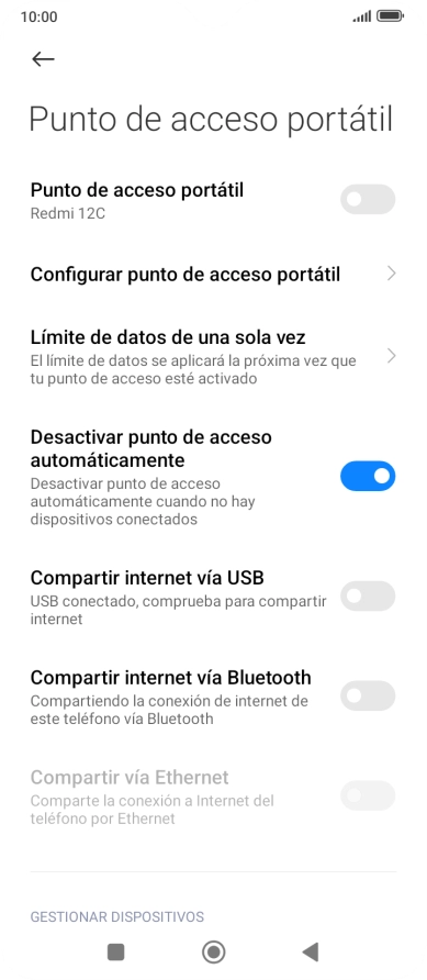 Pulsa Configurar punto de acceso portátil.