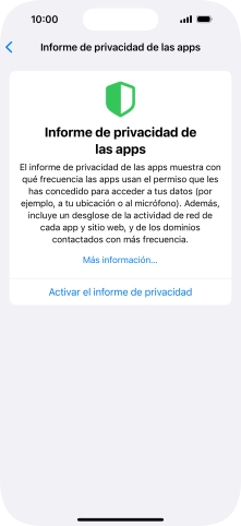 Pulsa Activar el informe de privacidad para activar la función.