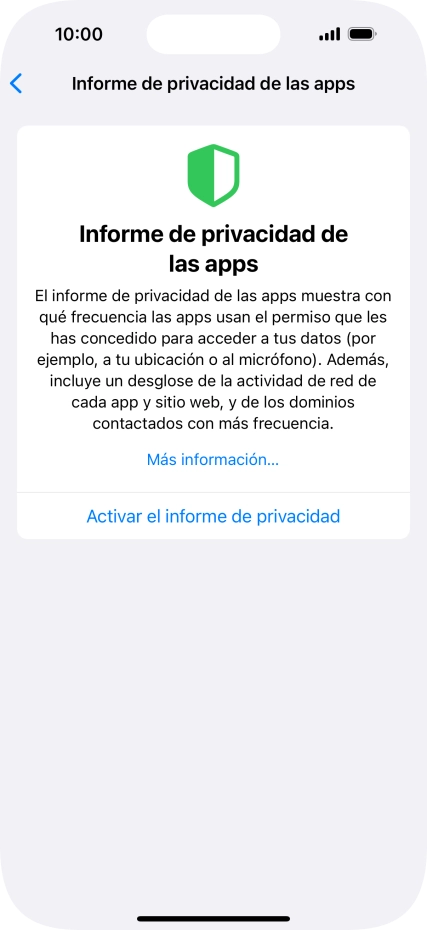 Pulsa Activar el informe de privacidad para activar la función.