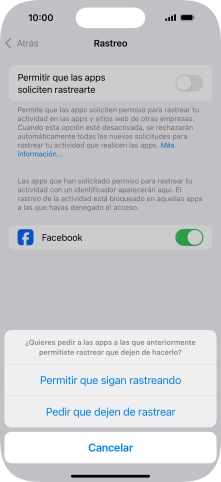 Si desactivas la función, pulsa el ajuste deseado.