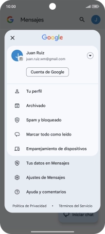 Pulsa Ajustes de Mensajes.