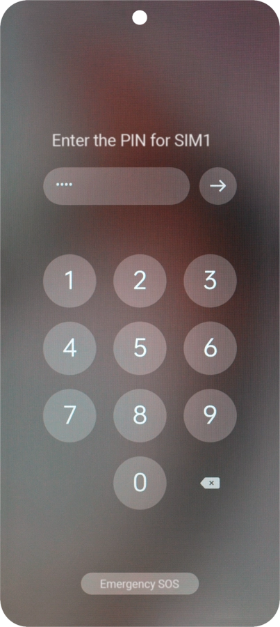 Si tu tarjeta SIM está bloqueada, introduce el código PIN y pulsa la flecha hacia la derecha.