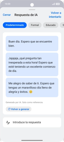 Las propuestas de texto aparecen ahora en la pantalla.