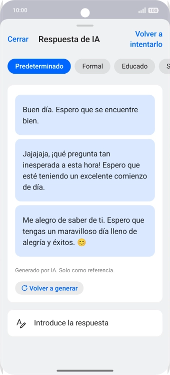 Las propuestas de texto aparecen ahora en la pantalla.