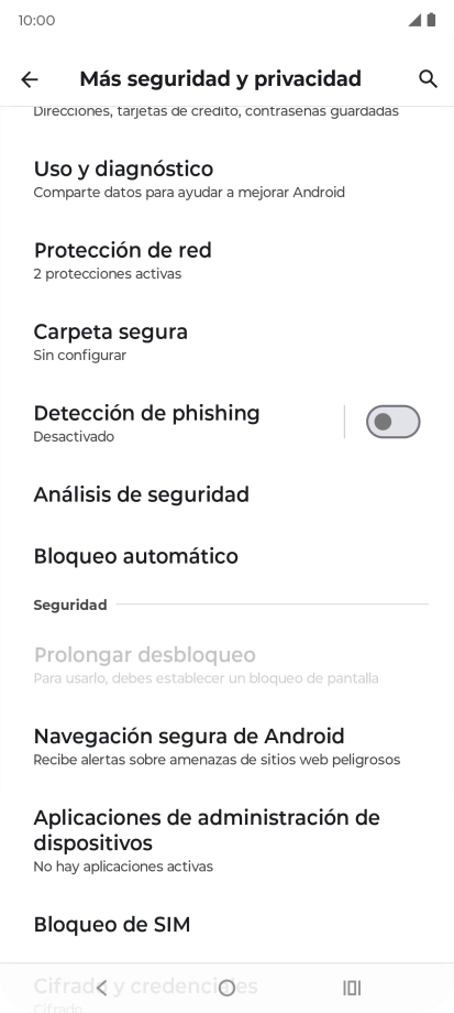 Pulsa Bloqueo de SIM.