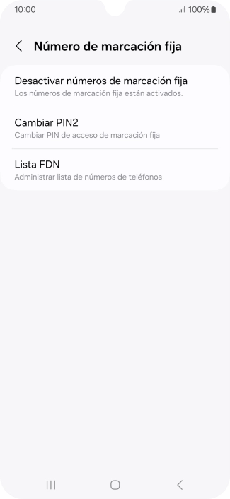Pulsa Desactivar números de marcación fija.