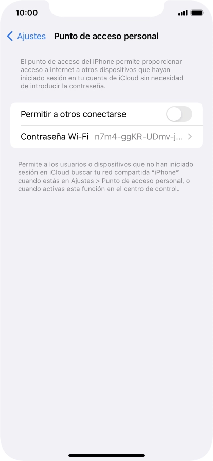 Pulsa Contraseña Wi-Fi e introduce una contraseña.