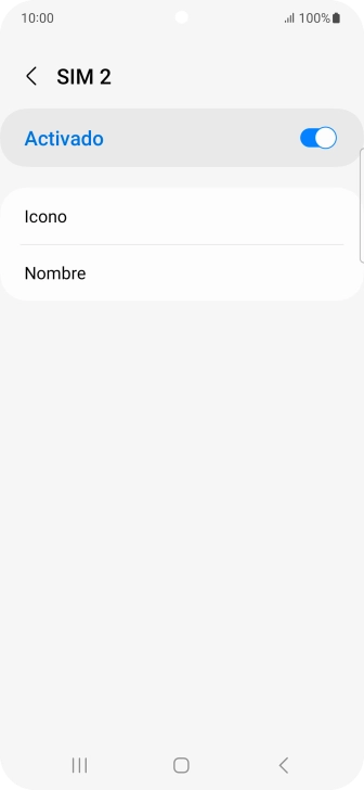 Pulsa el indicador para activar o desactivar el uso de la tarjeta SIM.