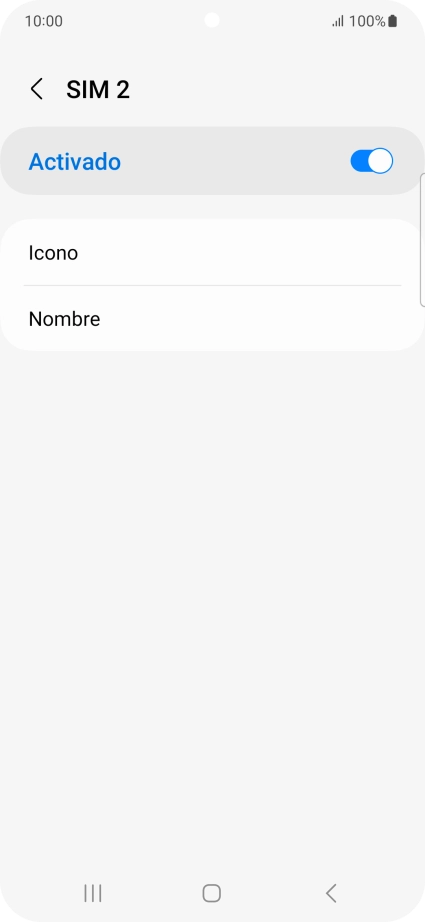 Pulsa el indicador para activar o desactivar el uso de la tarjeta SIM.