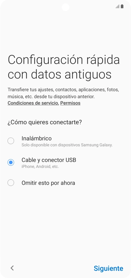 Pulsa Siguiente y sigue las indicaciones de la pantalla para transferir el contenido.