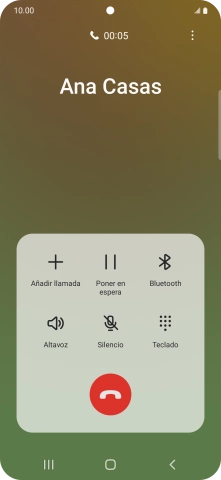 Pulsa el icono de finalizar llamada.