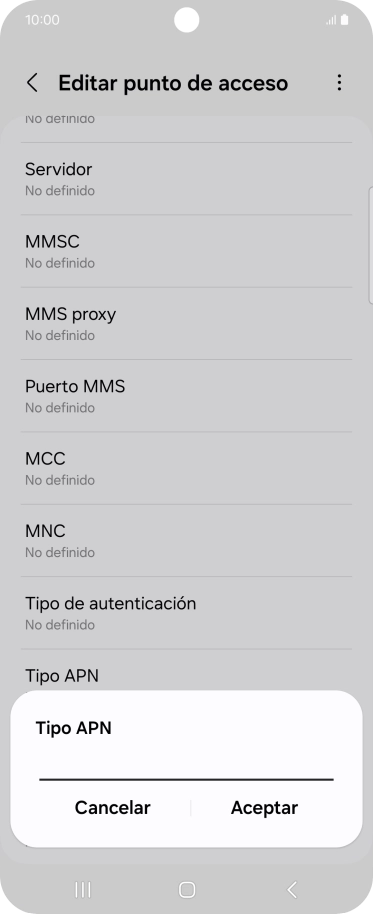 Introduce default y pulsa Aceptar.