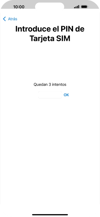 Si es necesario desbloquear la tarjeta SIM, introduce el código PIN y pulsa OK.
