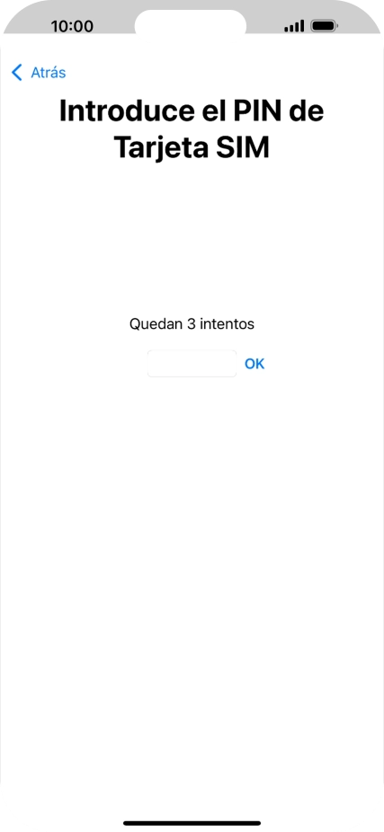 Si es necesario desbloquear la tarjeta SIM, introduce el código PIN y pulsa OK.