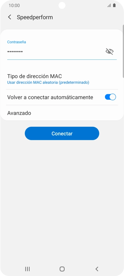 Introduce la contraseña de la red wifi y pulsa Conectar.
