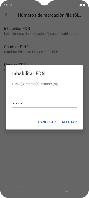 Introduce el código PIN2 y pulsa ACEPTAR.
