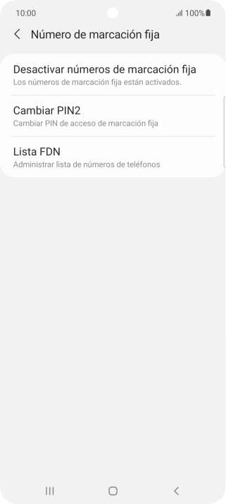 Pulsa Desactivar números de marcación fija.