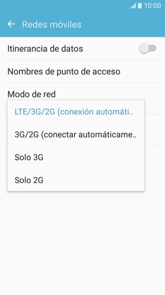 Pulsa el tipo de red deseado.