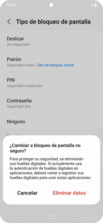 Pulsa Eliminar datos.