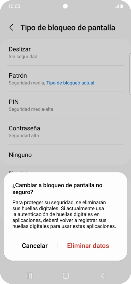 Pulsa Eliminar datos.
