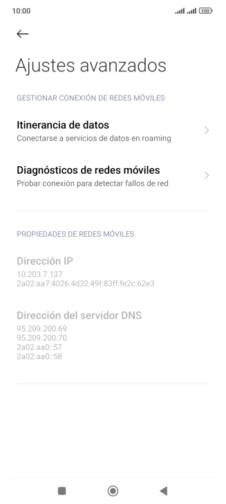 Pulsa Itinerancia de datos.