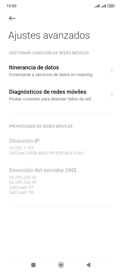 Pulsa Itinerancia de datos.