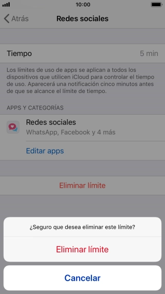 Pulsa Eliminar límite.