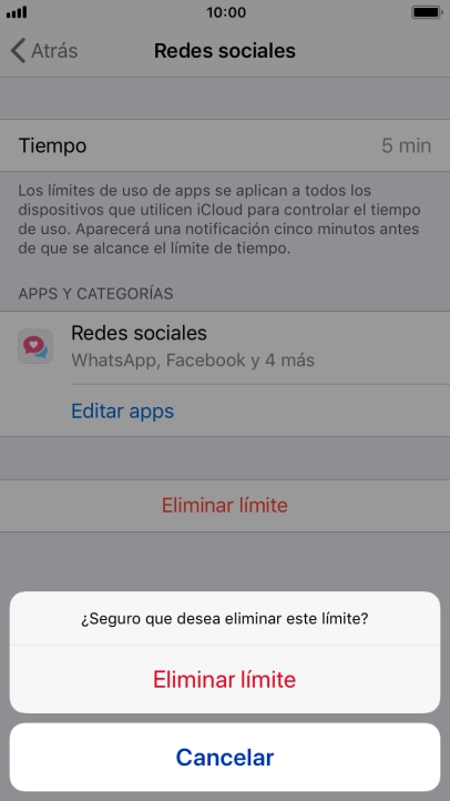 Pulsa Eliminar límite.