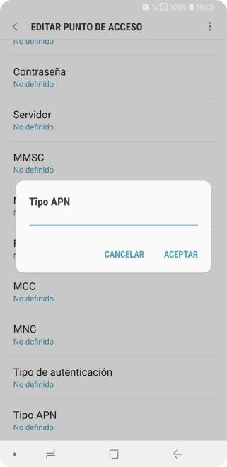 Introduce default y pulsa ACEPTAR.