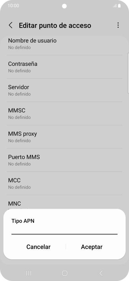 Introduce default y pulsa Aceptar.