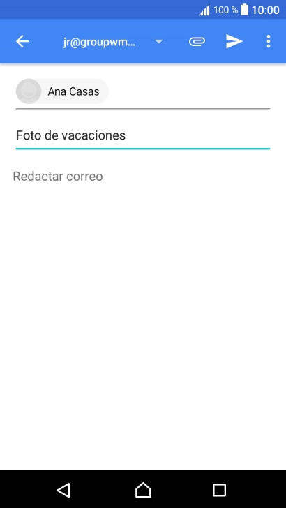 Pulsa en el campo de escritura  y escribe el texto del correo electrónico.