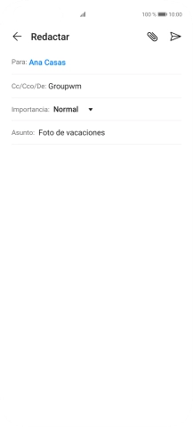 Pulsa en el campo de escritura  y escribe el texto del correo electrónico.