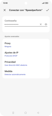Introduce la contraseña de la red Wi-Fi y pulsa el icono de aceptar.