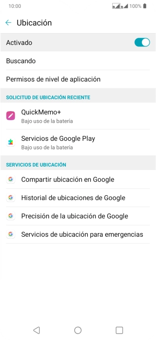 Pulsa Precisión de la ubicación de Google.