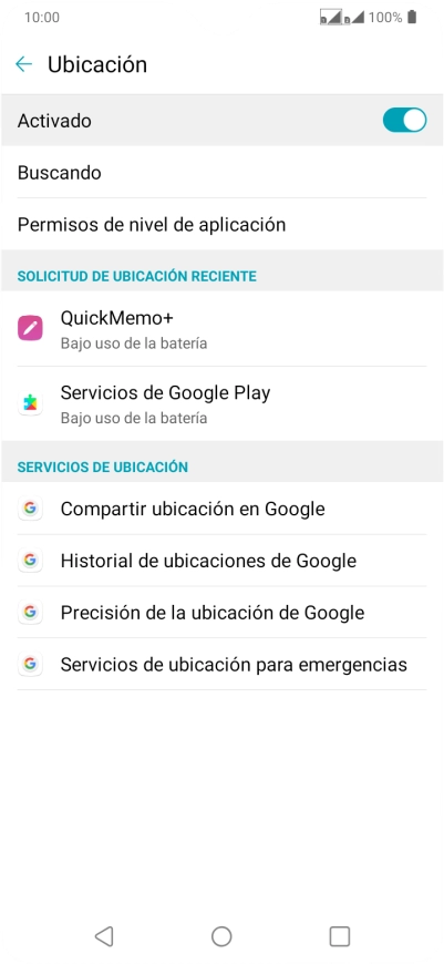 Pulsa Precisión de la ubicación de Google.