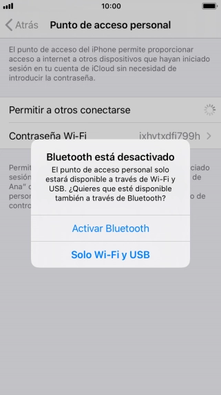 Si la función de wifi está activada, pulsa Solo Wi-Fi y USB.