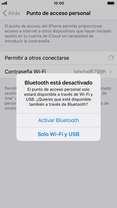 Si la función de wifi está activada, pulsa Solo Wi-Fi y USB.