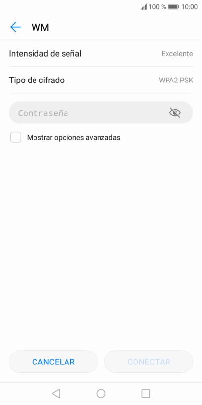Pulsa Contraseña e introduce la contraseña de la red wifi.