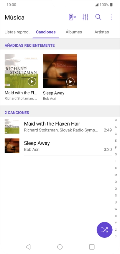 Pulsa el archivo de música deseado.