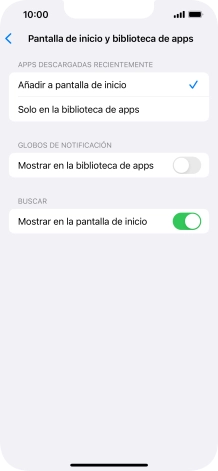 Para añadir nuevas apps descargadas a la pantalla de inicio y a la biblioteca de apps, pulsa Añadir a pantalla de inicio.