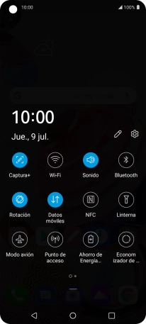 Pulsa el icono de datos móviles para activar o desactivar la función.