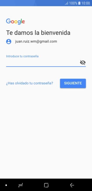 Pulsa Introduce tu contraseña e introduce la contraseña de tu cuenta de Google.