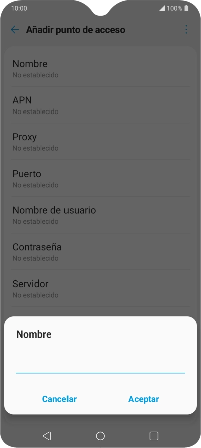 Introduce Vodafone Internet y pulsa Aceptar.